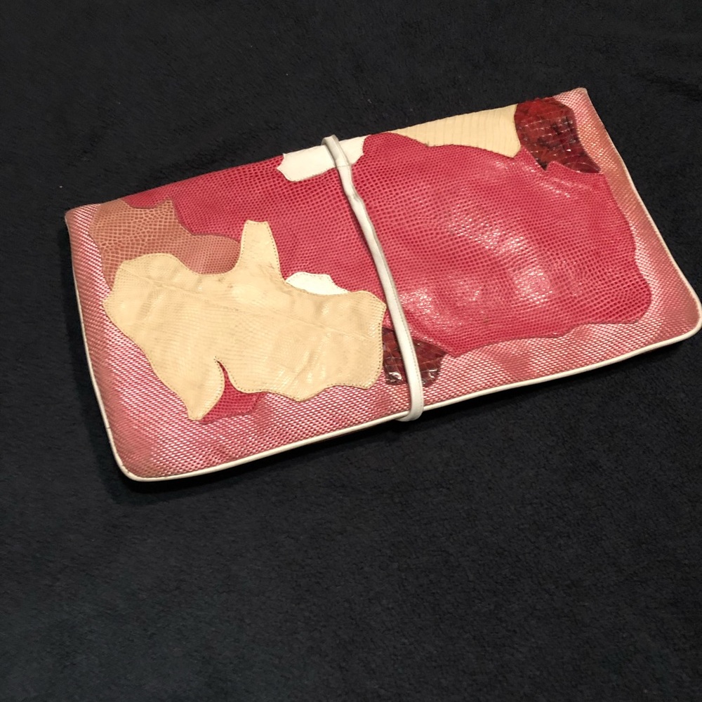 VINTAGE Carlo Fiori of ITALY Clutch Pink and Cream - Picture 6 of 8